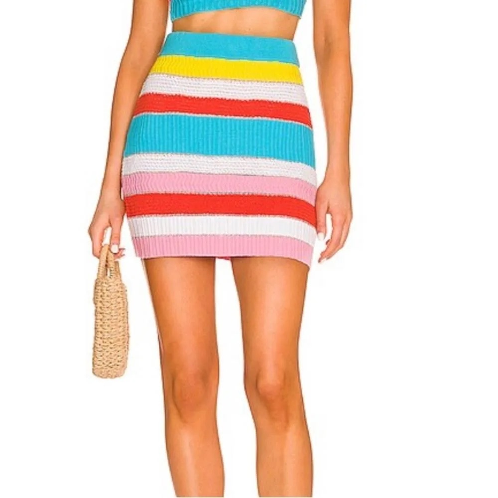 Solid & Striped Small The Rosie Mini Skirt Colorblocked Stripes Knit Crochet Y2K